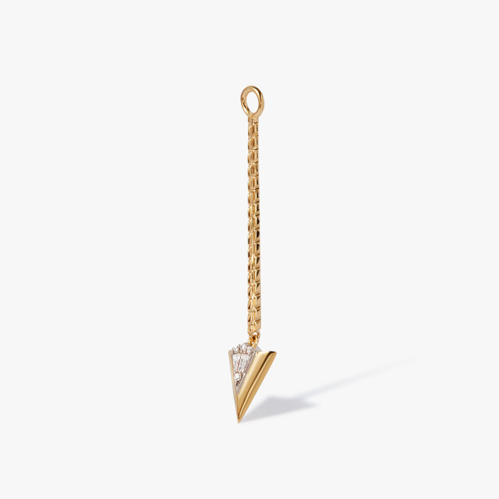 Deco 18ct Yellow Gold Diamond Long Arrow Earring Drop | Annoushka jewelley